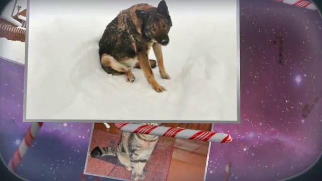 Космическая орбита снеговиков и подарков. Видео из фото. смотреть онлайн