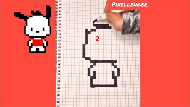 Почакко Как рисовать по клеточкам собачку Хеллоу Китти Пиксель Арт Pochacco Hello Kitty How To Draw