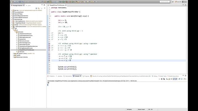 Swap two integers without using temp/third variable - Java Interview Questions -8 смотреть онлайн