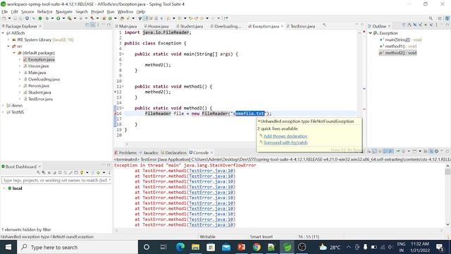 Error |Checked Exception | Unchecked exception in Java смотреть онлайн