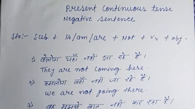 Present continuous Tense, Negative sentence смотреть онлайн