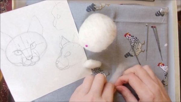 Needle Felted Cat Head Series: Part 1 - Needle Felting a Cat Head Shape (3D wool cat face sculpture