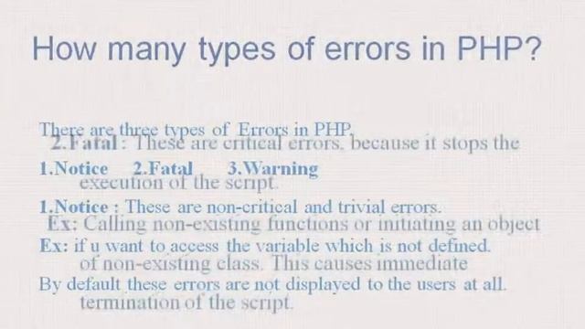 Types of Errors in PHP? смотреть онлайн