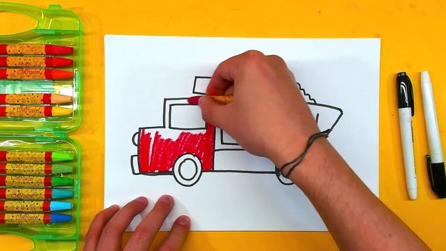 Как нарисовать МАШИНУ - ГРУЗОВИК учимся рисовать с детьми. смотреть онлайн