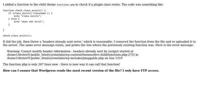 Wordpress: Wordpress reading old version of functions.php, breaks site смотреть онлайн
