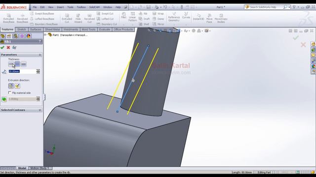 30 - Solidworks 2013 Eğitim - Rib ve Dome Komutları смотреть онлайн