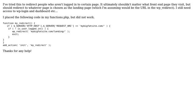 Wordpress: Redirect if not logged in? смотреть онлайн