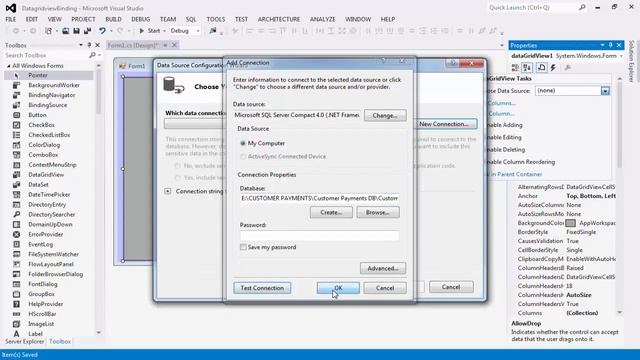 How to Bind Datagridview with database without code in C# смотреть онлайн