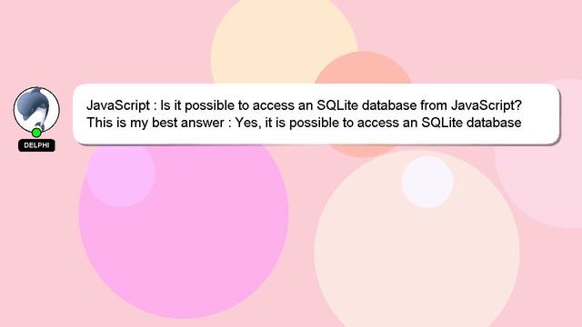 JavaScript : Is it possible to access an SQLite database from JavaScript? смотреть онлайн