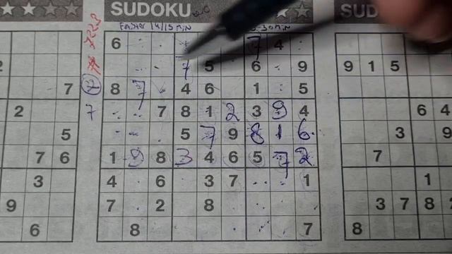 (#7223) Friday Three Stars Sudoku Puzzle. Bonus Extra Edition. 10-06-2023  Part 1 Of 4