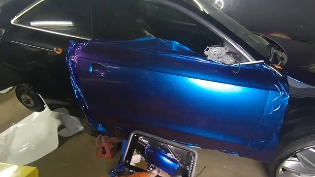 How To Wrap A Door Audi A5 Glossy Metallic Purple Blue Chameleon Vinyl 3m Wrap on Rucci's смотреть онлайн