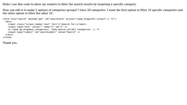 Wordpress: Search form options group categories смотреть онлайн