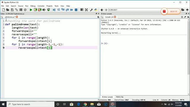 Palindrome:Python code to check whether given word is a palindrome or not смотреть онлайн