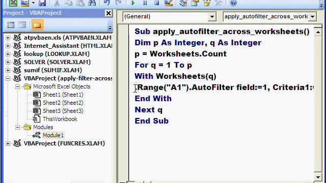 Apply autofilter across multiple excel worksheets смотреть онлайн