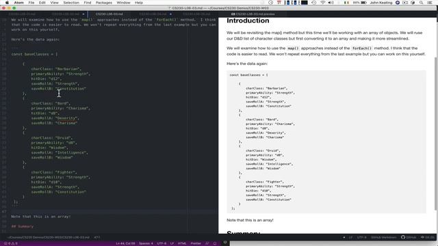 CS230 Lecture 06 Lesson 03 Generating HTML Arrays of Objects using Javascript смотреть онлайн