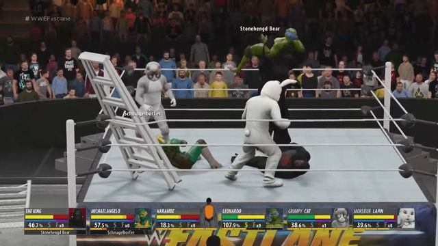 WWE 2K16: 6-Man - Ladder - Grumpy Cat Harambe King Kong Leonardo Michelangelo Monsieur Lapin смотреть онлайн
