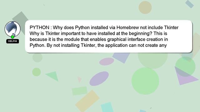 PYTHON : Why does Python installed via Homebrew not include Tkinter смотреть онлайн
