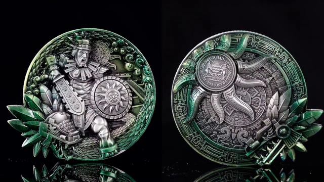 Quetzalcoatl 10 oz .999 Silver Coin Antiqued Finish 5000 Francs CFA Chad 2024 смотреть онлайн