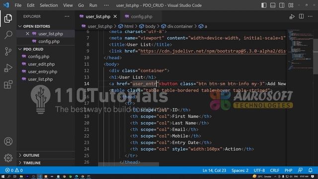 Learn How to CRUD using PHP, PDO & MySQL | Learn with Kiran Sir | Aurosoft Technologies смотреть онлайн