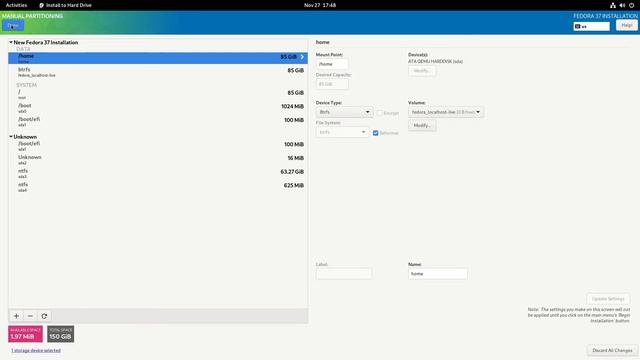 Instalación de Fedora 37 dual Boot con Windows 11 , creación automática de las particiones смотреть онлайн