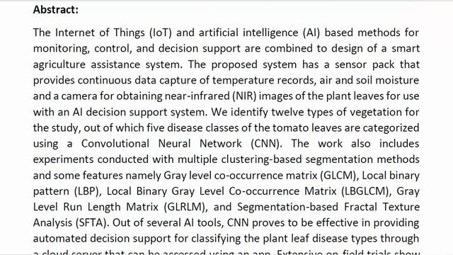 Learning Aided System for Agriculture Monitoring Designed Using Image Processing and IoT CNN смотреть онлайн