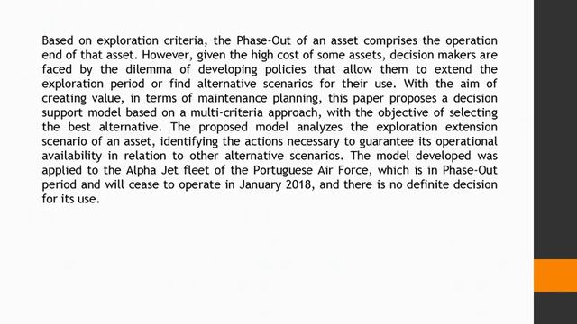 Decision Support Model in the Strategic Management of the Portuguese Air Force Alpha Jet Fleet AJSS смотреть онлайн