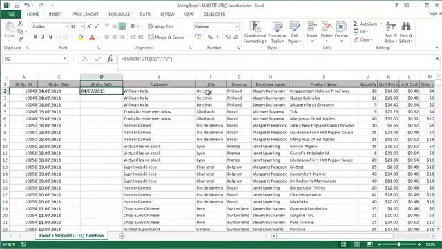 Microsoft Excel 2016 - Using the SUBSTITUTE() Function смотреть онлайн