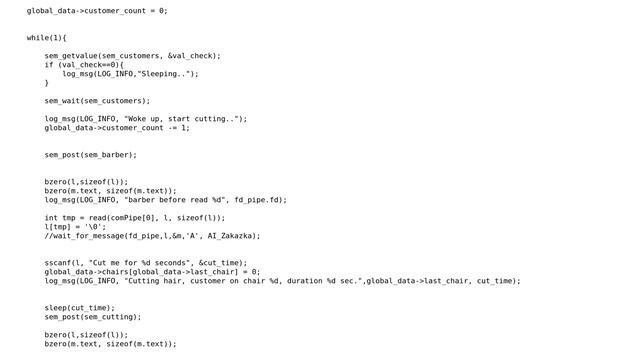 Code Review: IPC The sleeping barber problem in C feedback смотреть онлайн