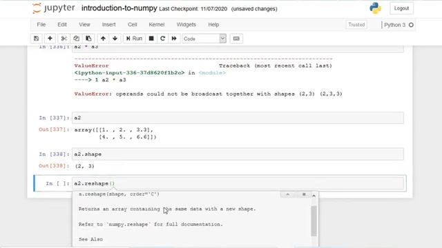 Manipulating and comparing arrays with NumPy - Reshaping and Transposing arrays - 15 смотреть онлайн