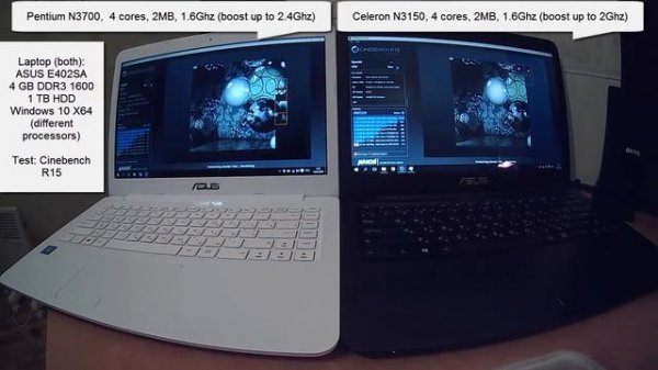 Pentium N3700 VS Celeron N3150 in Cinebench R15