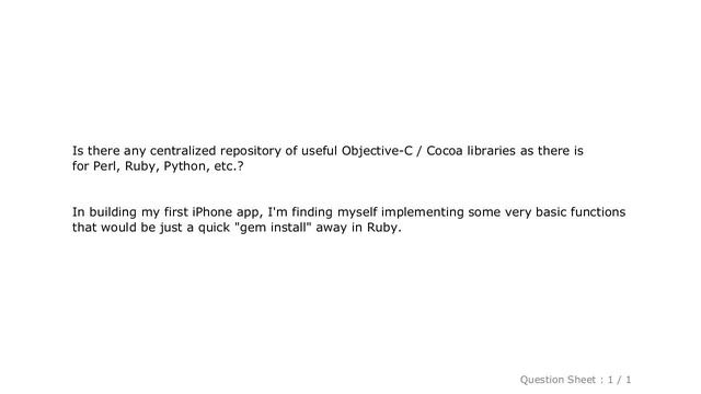 iOS : CPAN/gem-like repository for Objective-C and Cocoa? смотреть онлайн