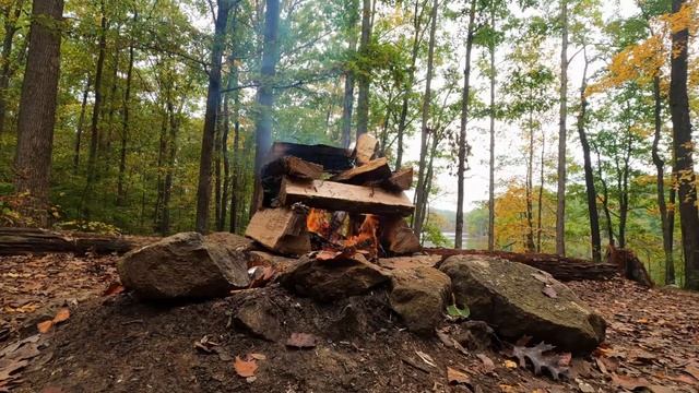 Осенний лес и тихий треск костра. Autumn forest and quiet crackling fire. смотреть онлайн