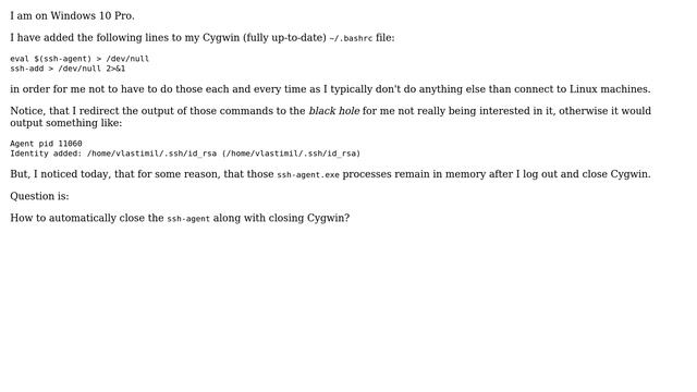 How to automatically close the ssh-agent along with closing Cygwin? смотреть онлайн