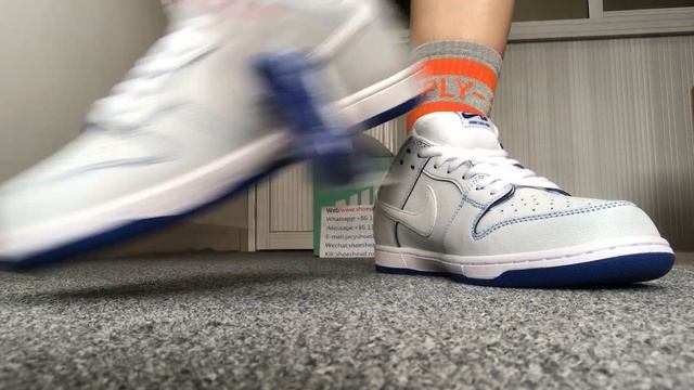 Nike SB Dunk Low Premium White Game Royal HD On Feet смотреть онлайн
