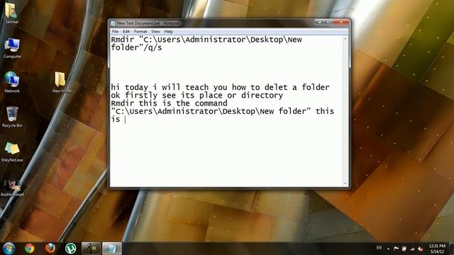 How To Delete Any Folder By Notepad Batch File смотреть онлайн