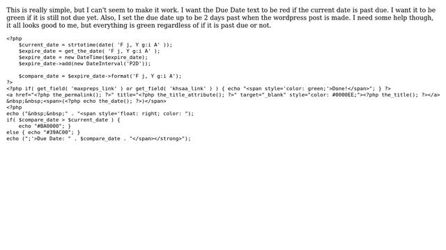 Wordpress: Comparing Dates within plugin using PHP If statement смотреть онлайн