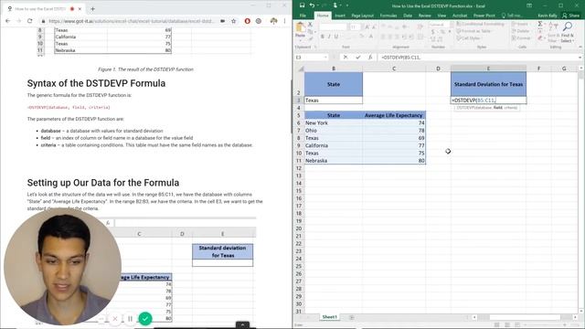 How to use the Excel DSTDEVP function смотреть онлайн