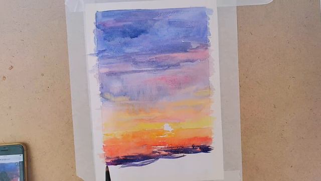 Пейзаж акварель.Как легко нарисовать пейзаж. Landscape In Watercolor . Seascape In Watercolor