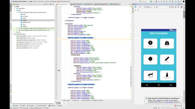 part-3 onClickListner event for all cards (UNIT CONVERTER APP) смотреть онлайн