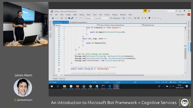 July 2018 - An introduction to Microsoft Bot Framework & Cognitive Services - James Mann смотреть онлайн