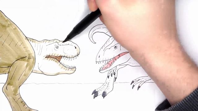 Drawing and Coloring T-Rex VS Indominus Rex - How to Draw Dinosaurs for Kids смотреть онлайн