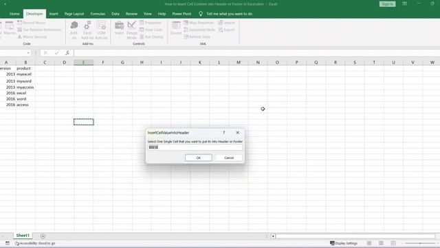How to Insert Cell Content into Header or Footer in Excel смотреть онлайн