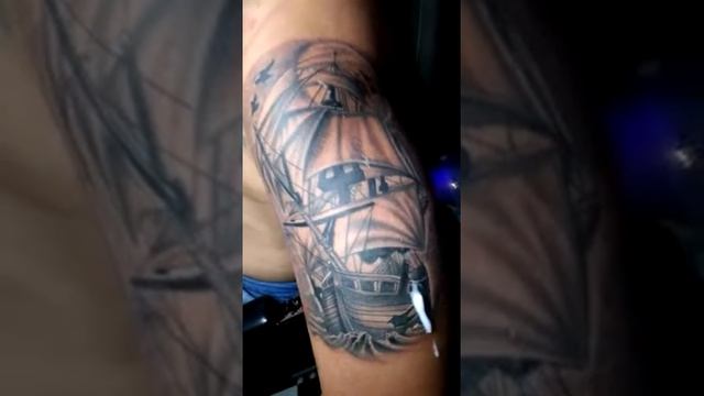 SHIP TATTOO PIRATES OF THE CARIBBEAN BY TATTOO INK STUDIO
