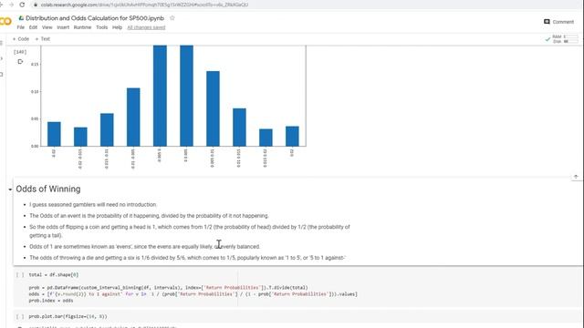 Distribution and Odds calculation for SP500 with Python using Google Colab and FREE data смотреть онлайн