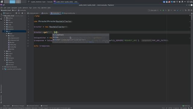 Как собрать PHP framework из библиотеки доступных через composer смотреть онлайн
