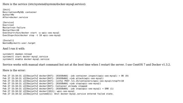 Systemd docker container service does not work with CentOS 7 смотреть онлайн