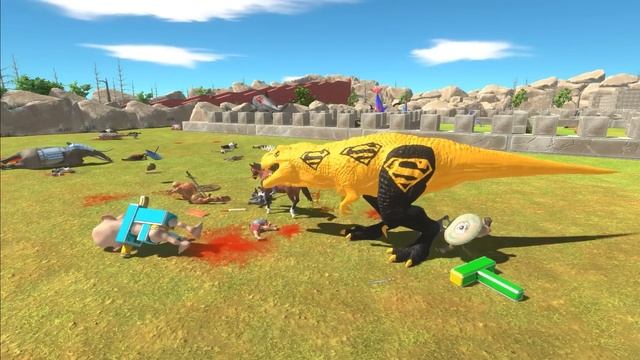 CASTLE DEATH RUN - SUPERMAN T-REX vs 3 HESDED BRACHIOSAURUS Animal Revolt Battle Simulator смотреть онлайн