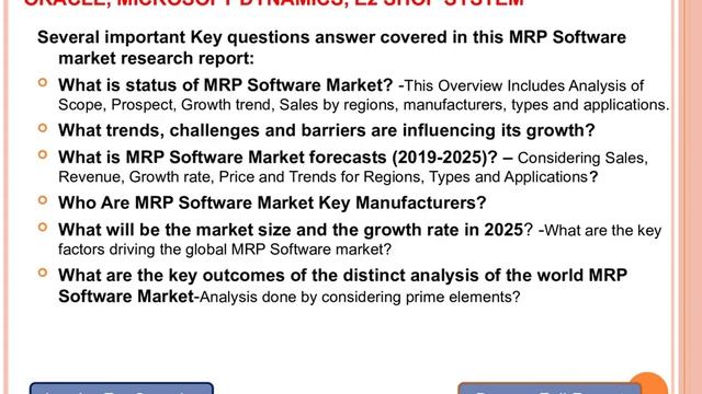 Global MRP Software Market 2019 Precise Outlook SAP, Oracle, Microsoft Dynamics, E2 Shop System смотреть онлайн