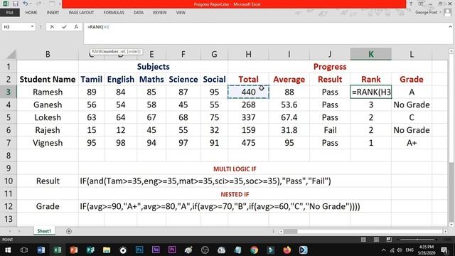 RANK Formula in Excel in Tamil смотреть онлайн