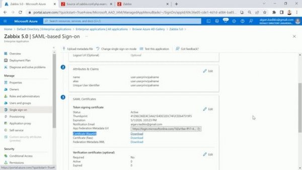 Zabbix SAML, Azure AD, SSO